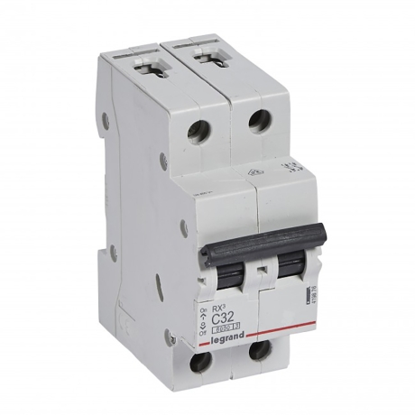 Interruptor termomagnético 2x32A 10/6kA 230/440V tipo C DIN RX3