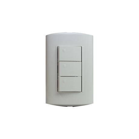 Interruptor triple 10A 250V 3 vias blanco placa blanca Modus Style