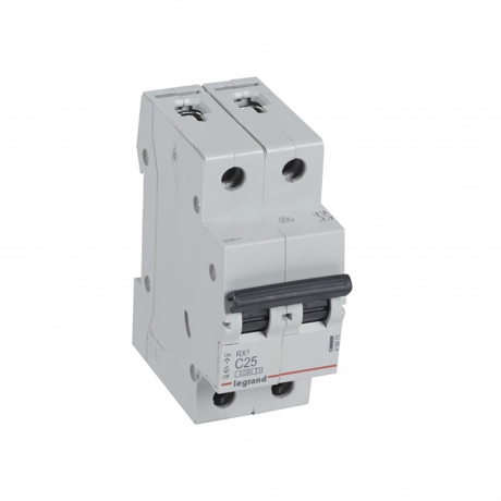 Interruptor termomagnético 2x25A 10/6kA 230/440V tipo C DIN RX3