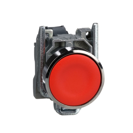 Pulsador rasante rojo 22mm metálico 1NC