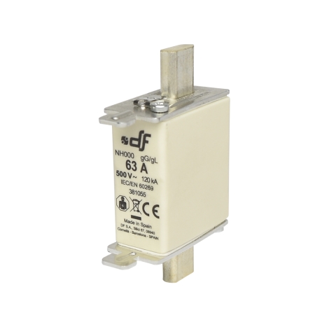 Fusible NH-000 63A 500VAC IDC 120kA con indicador gL-gG