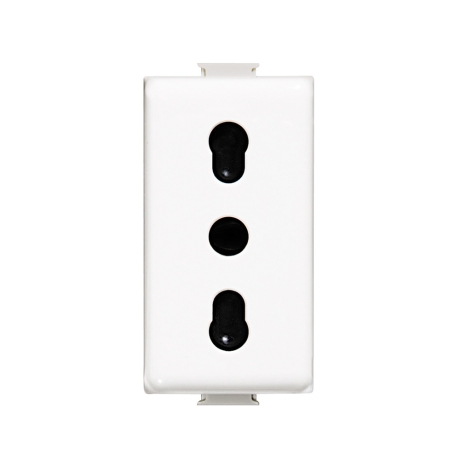 Tomacorriente bipaso 2X10/16A+T 250V 1 módulo blanco Matix