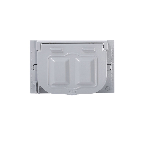 Placa hermética horizontal p/tomacorriente doble aluminio
