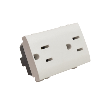 Tomacorriente duplex 2x15A+T 250V 3 módulos blanco Living Light