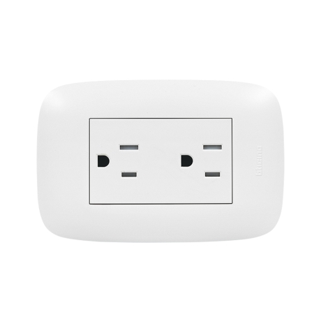 Tomacorriente duplex 2x15A+T 250V Domino Sencia blanco