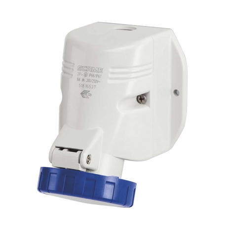 Tomacorriente p/adosar industria 3x16A+T 250V IP67 9h Optima