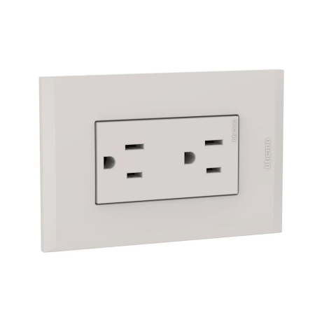 Tomacorriente duplex 2x15A+T 250V arena placa arena MODUS STYLE