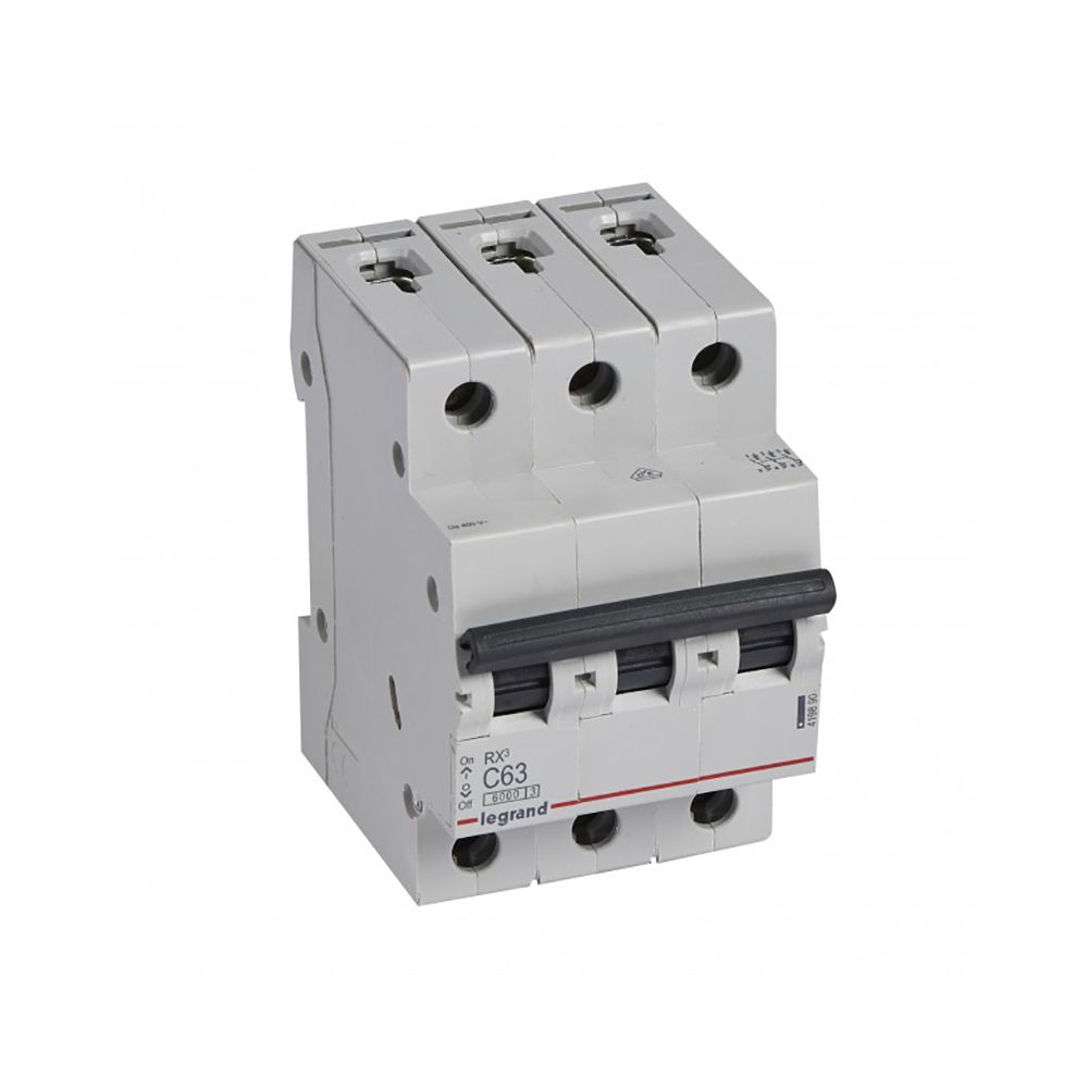 Interruptor termomagn茅tico 3x63A 10/6kA 230/440V tipo C DIN RX3
