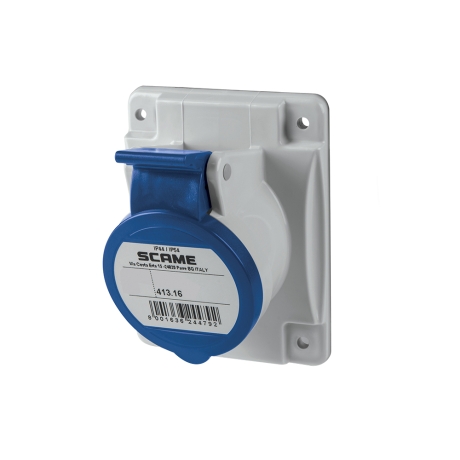 Tomacorriente p/empotrar recto 2x16A+T 250V IP44 6h Optima