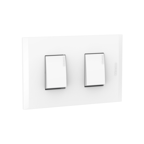 Interruptor doble 10A 250V 3 vías blanco c/placa blanco