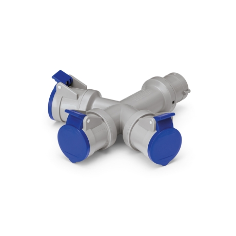 Adaptador múltiple IN: enchufe CEE 3 tomacorrientes 2X16A +T 250V IP44 6h