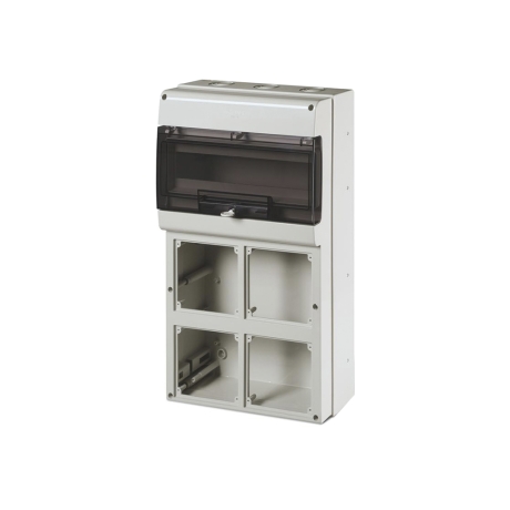 Caja combinada p/4 tomacorrientes p/empotrar inclinada 16-32A 16 DIN Domino