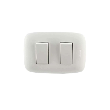 Interruptor doble 10A 250V 3 vias blanco Domino Sencia